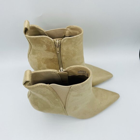 Forever 21 Shoes Womens Size 7.5 Tan Brown Faux Suede Boots Booties Heels Zip - Picture 3 of 7